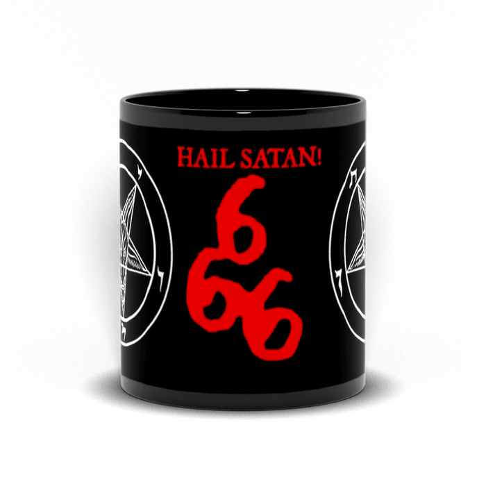 666 (Hail Satan) Sigil of Baphomet Black Mugs - The Luciferian Apotheca