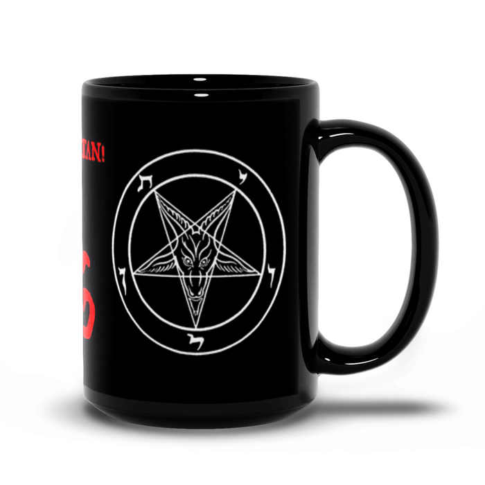 666 (Hail Satan) Sigil of Baphomet Black Mugs - The Luciferian Apotheca