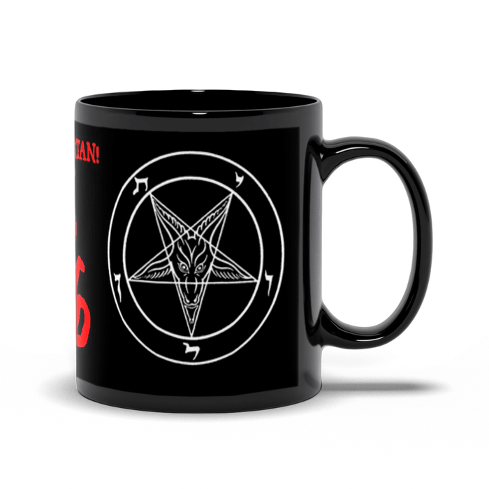 666 (Hail Satan) Sigil of Baphomet Black Mugs - The Luciferian Apotheca