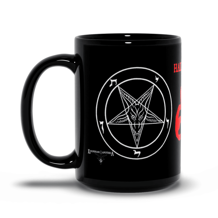 666 (Hail Satan) Sigil of Baphomet Black Mugs - The Luciferian Apotheca