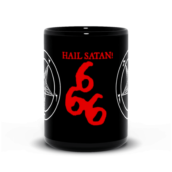 666 (Hail Satan) Sigil of Baphomet Black Mugs - The Luciferian Apotheca