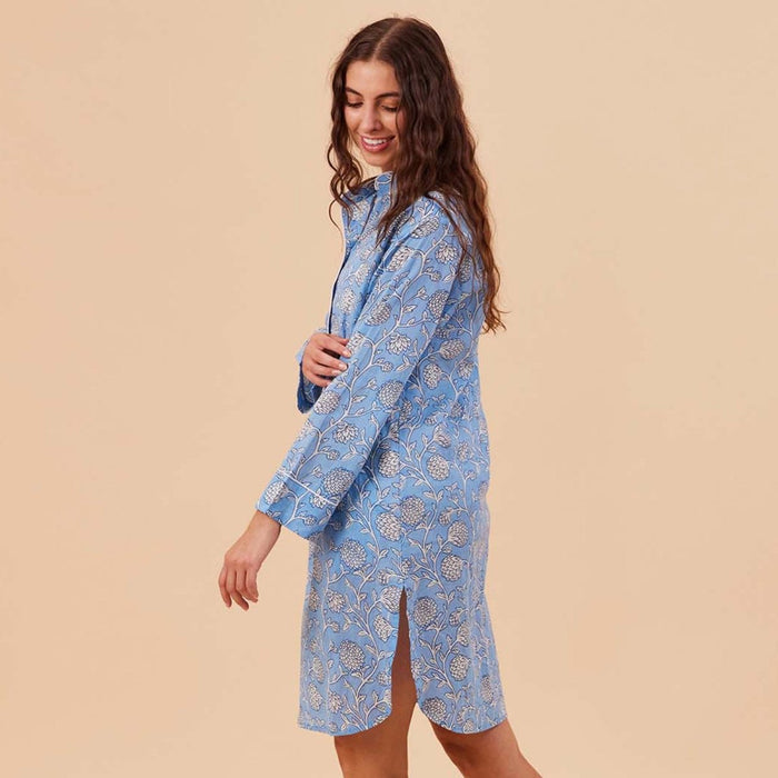 Ainsley Light Blue Night Shirt Sleep Shirt - rockflowerpaper