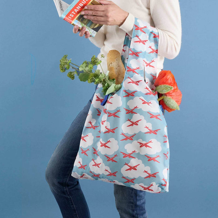 Airplane blu Reusable Shopping Bag