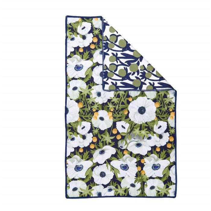Anemone Poppy blu Kitchen Tea Towel - Double - Sided Print Kitchen Towel - rockflowerpaper