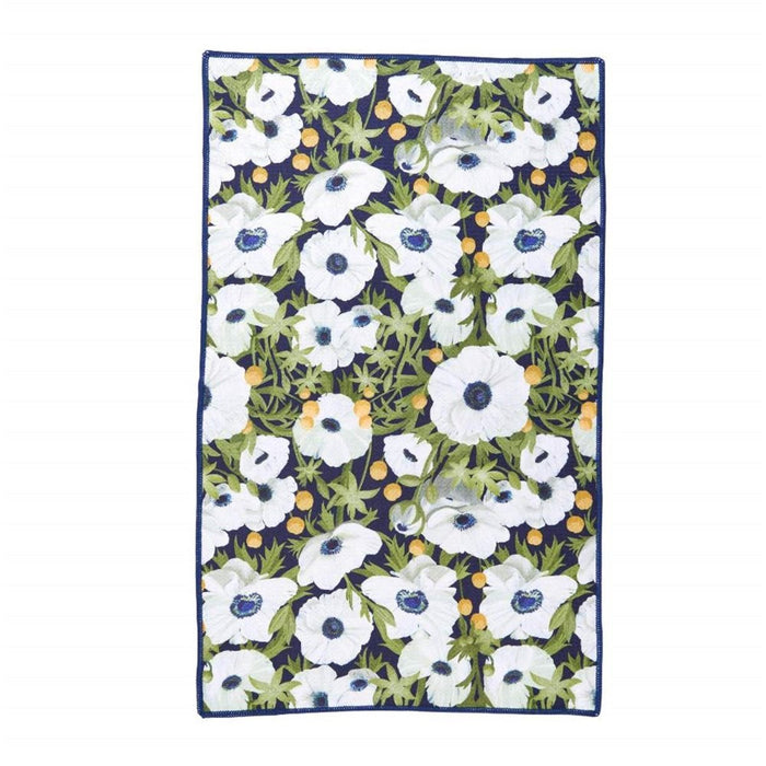 Anemone Poppy blu Kitchen Tea Towel - Double - Sided Print Kitchen Towel - rockflowerpaper
