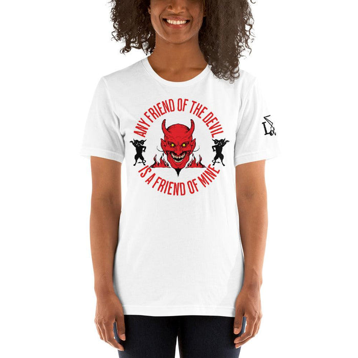 Any Friend of the Devil...White Unisex t-shirt - The Luciferian Apotheca
