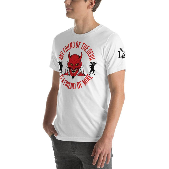 Any Friend of the Devil...White Unisex t-shirt - The Luciferian Apotheca