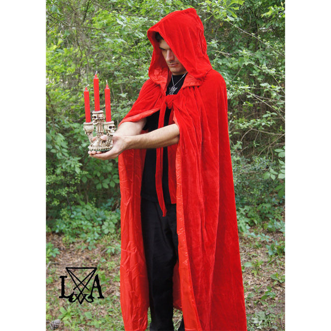 Babalon High Quality Velvet and Satin Cloak. Red Velvet lined with Red Satin - The Luciferian Apotheca