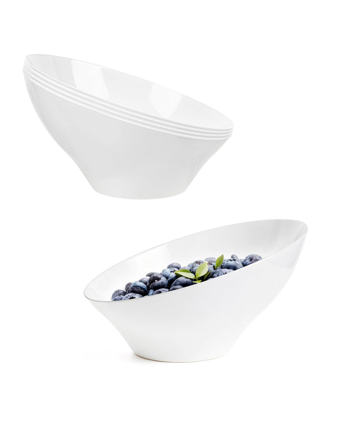 BESTVIP 20 Oz Black Plastic Angled Serving Bowls, 12 Pack