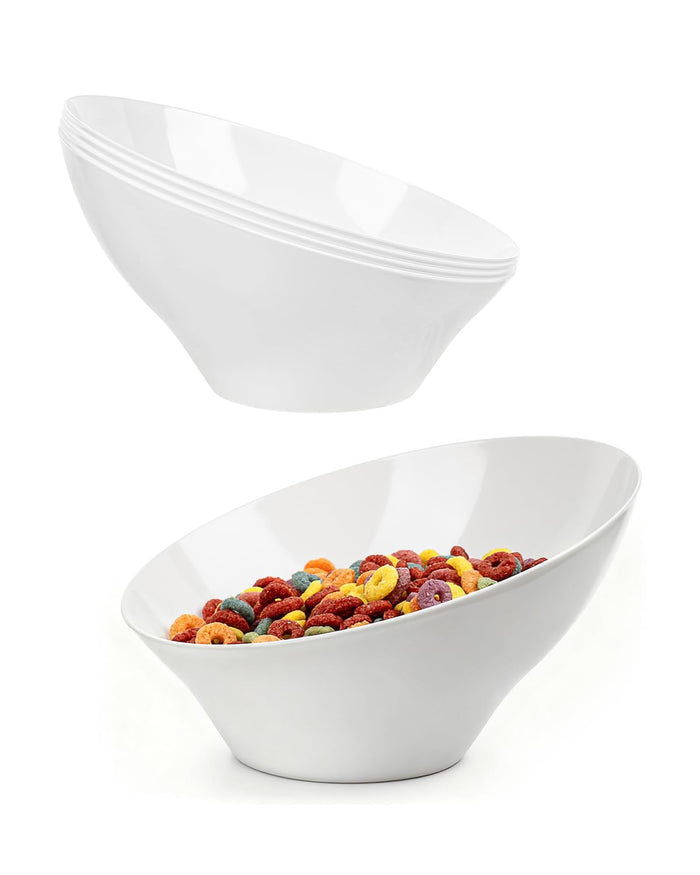 BESTVIP 20 Oz Black Plastic Angled Serving Bowls, 12 Pack