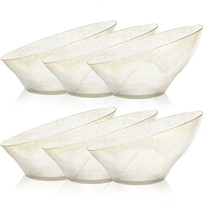 BESTVIP 20 Oz Black Plastic Angled Serving Bowls, 12 Pack
