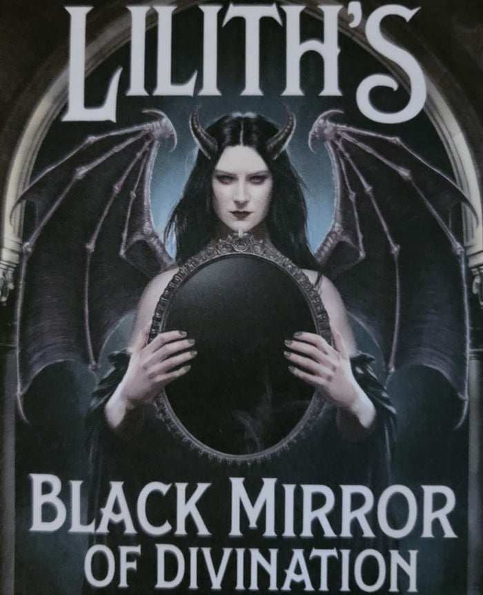 Black Obsidian Scrying Mirror 12cm with Stand – Lilith Ritual Edition | Unlock the Secrets of the Abyss with Lilith’s Guidance