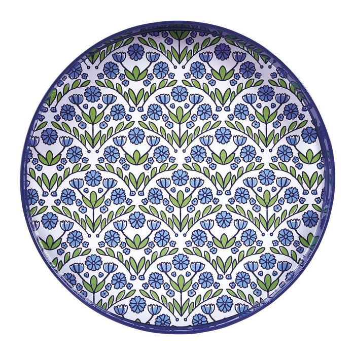 Blaire Blue Round Laquer Serving Tray Tray - rockflowerpaper