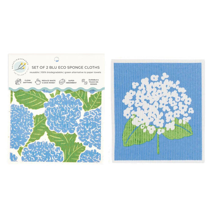 Blue Hydrangea blu Eco Sponge Cloths (Set of 2) Eco Cloth - rockflowerpaper