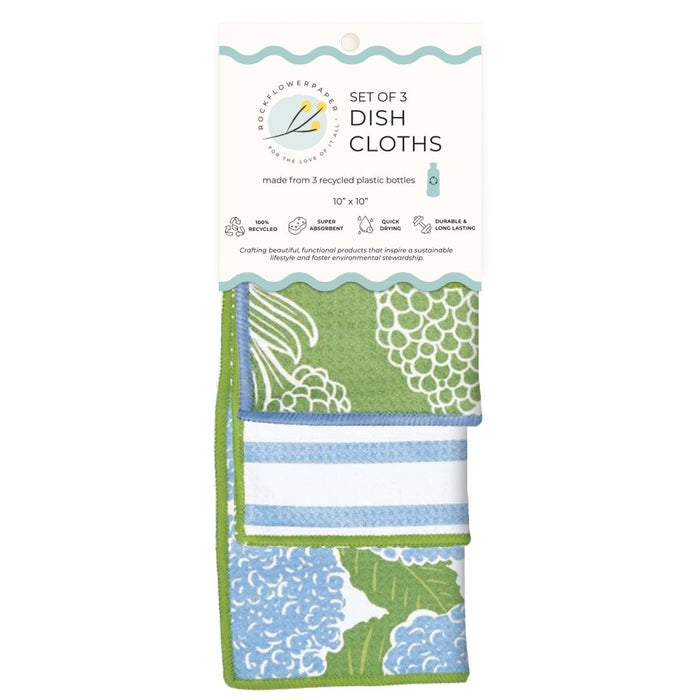 Blue Hydrangea Eco Dish Cloth (Set of 3) Reusable Dish Cloth - rockflowerpaper