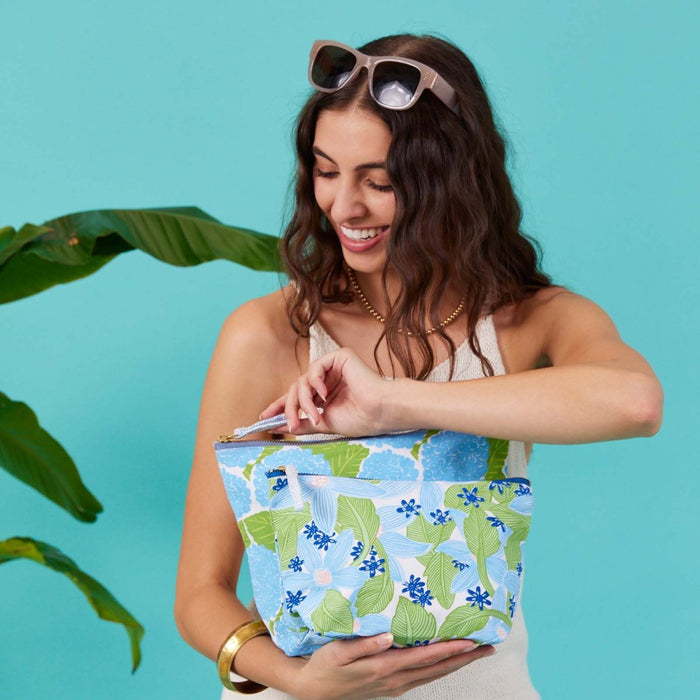 Blue Hydrangea Pouch Large Pouch - rockflowerpaper