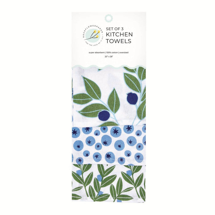 Blueberry Medley Cotton Kitchen Towels (Set of 3) Cotton Kitchen Towel - rockflowerpaper