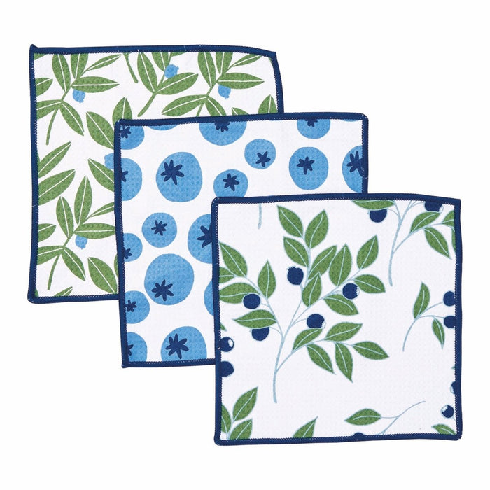 Blueberry Medley blu Dish Cloth Set of 3 Reusable Dish Cloth - rockflowerpaper