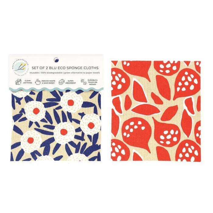 Buttercup Blooms blu Eco Sponge Cloths (Set of 2) Eco Cloth - rockflowerpaper
