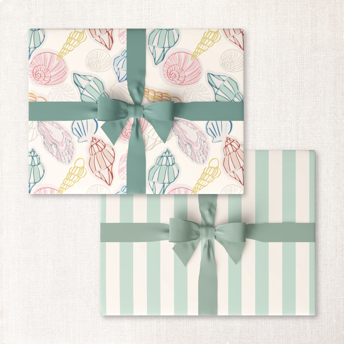 by the seashore + mint cabana stripe double-sided wrap
