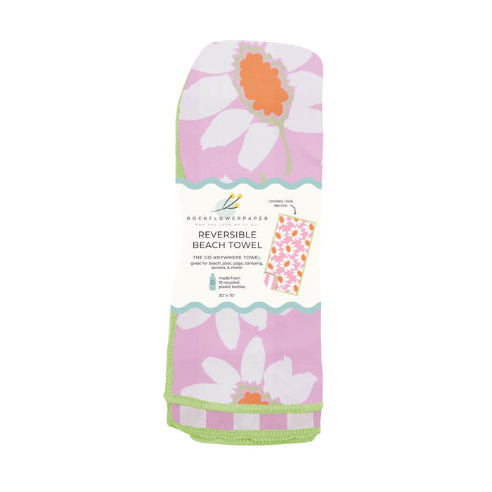 Callie Pink Reversible Eco Beach Towel Beach Towel - rockflowerpaper