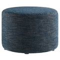 Callum Large 23" Round Woven Heathered Fabric Upholstered Ottoman