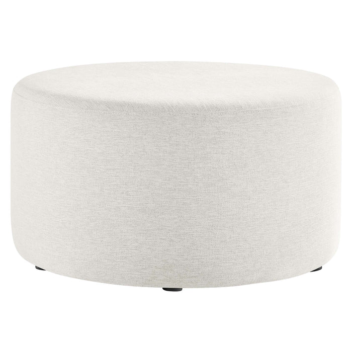 Callum Large 29" Round Woven Heathered Fabric Upholstered Ottoman