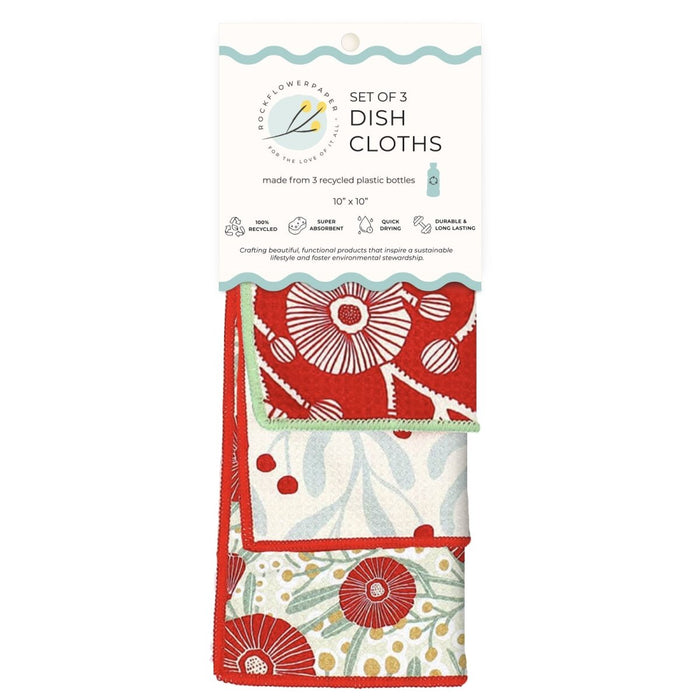 Camellia Bouquet Eco Dish Cloth (Set of 3) Reusable Dish Cloth - rockflowerpaper