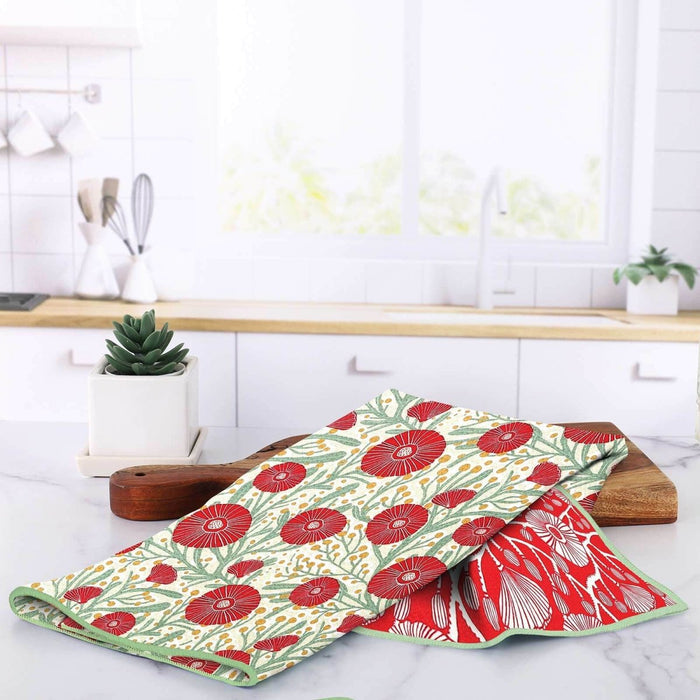 Camellia Bouquet blu Kitchen Tea Towel TEA TOWEL - rockflowerpaper