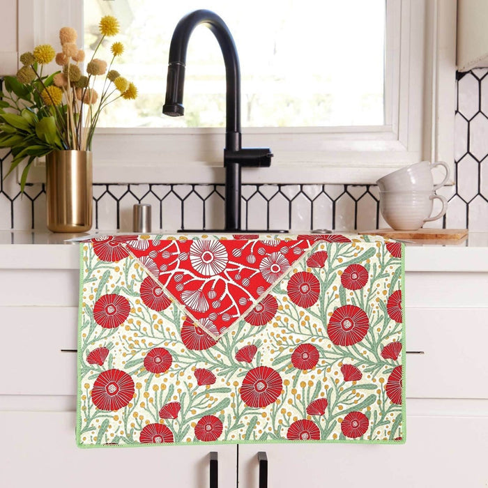 Camellia Bouquet blu Kitchen Tea Towel TEA TOWEL - rockflowerpaper