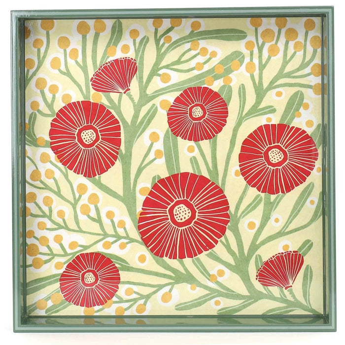 Camellia Bouquet Square Laquer Serving Tray Tray - rockflowerpaper