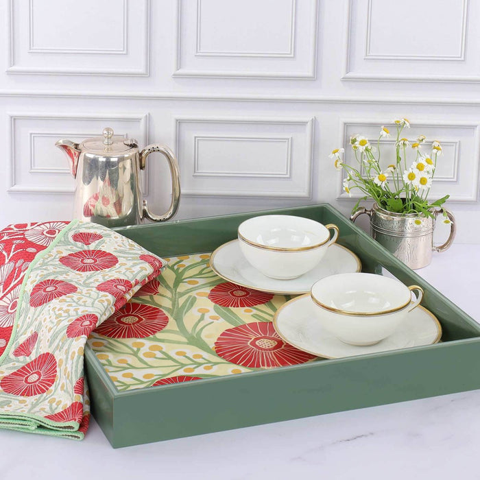 Camellia Bouquet Square Laquer Serving Tray Tray - rockflowerpaper