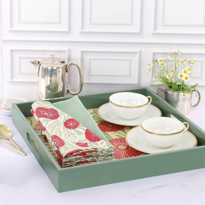 Camellia Bouquet Square Laquer Serving Tray Tray - rockflowerpaper