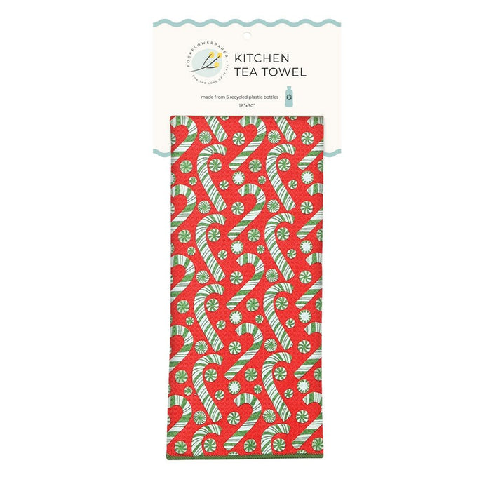 Candy Cane Joy Eco Kitchen Tea Towel Tea Towel - Rockflowerpaper