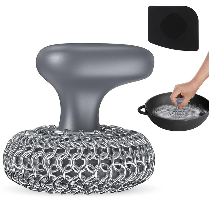 Cast Iron Scrubber Dish Scrub Brush 316 Chainmail Scrubber for Cast Iron