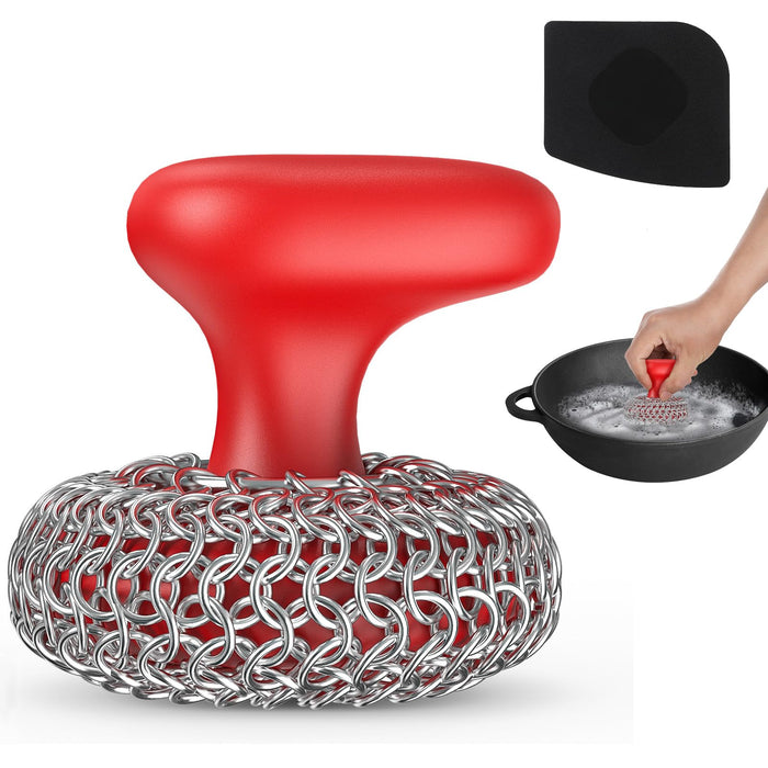 Cast Iron Scrubber Dish Scrub Brush 316 Chainmail Scrubber for Cast Iron