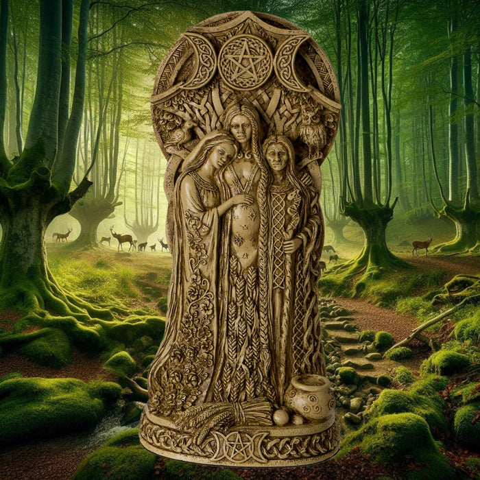 Celtic Dark Triple Goddess Statue - Beginning, Increase, Destruction.