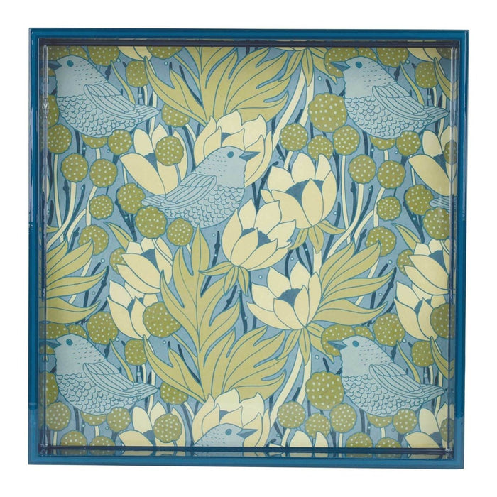 Chickadee Square Lacquer Serving Tray Tray - rockflowerpaper