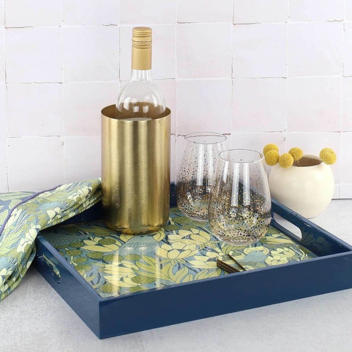 Chickadee Square Lacquer Serving Tray Tray - rockflowerpaper