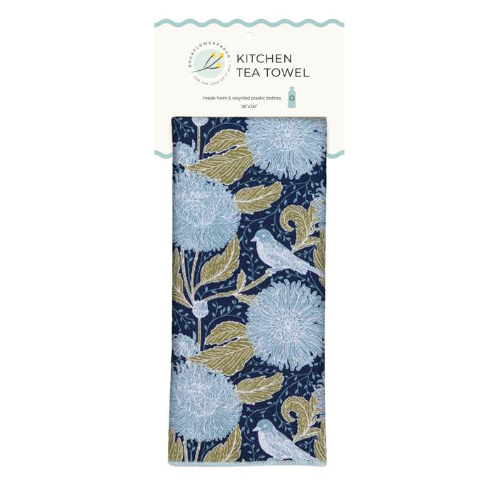 Chrysanthemum Bird Eco Kitchen Tea Towel Tea Towel - Rockflowerpaper
