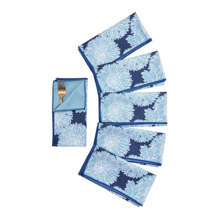 Chrysanthemum Flower blu Dinner Napkin Dinner Napkin - rockflowerpaper