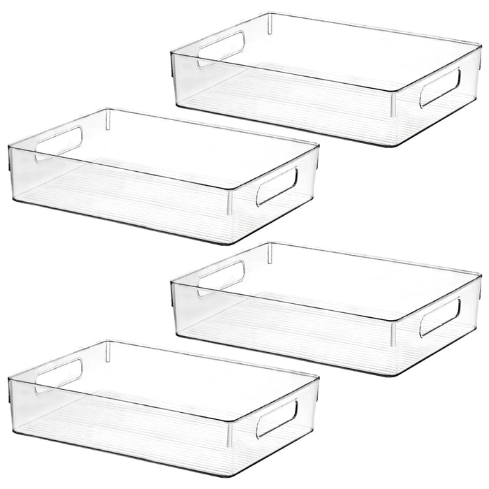 Clear Plastic Storage Bins, Home Bathroom Laundry Room Freezer Refrigerator Pantry Organizers and Storage Containers Fridge Organizer Bins Kitchen Organization Cabinet Medicine Bin for organizing