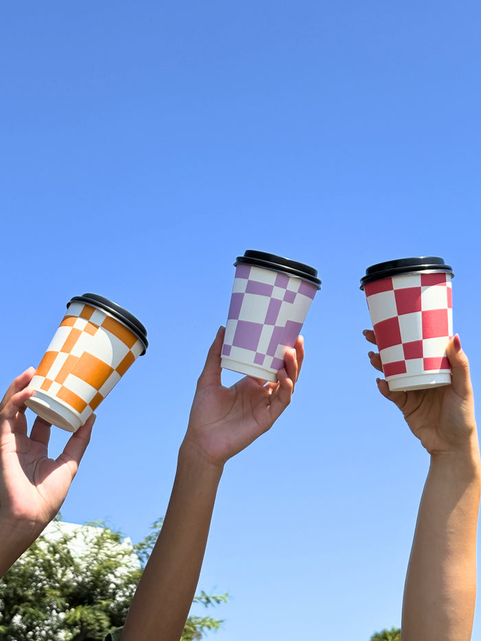 Colorful Checkered - GO 12oz Double Wall Paper Cup