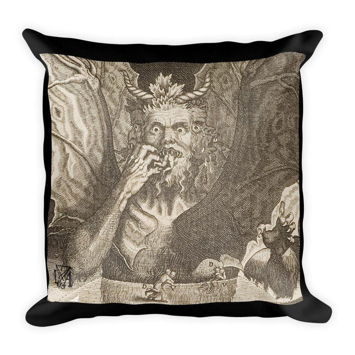 Dante's Lucifer Devouring Souls Square Pillow - The Luciferian Apotheca