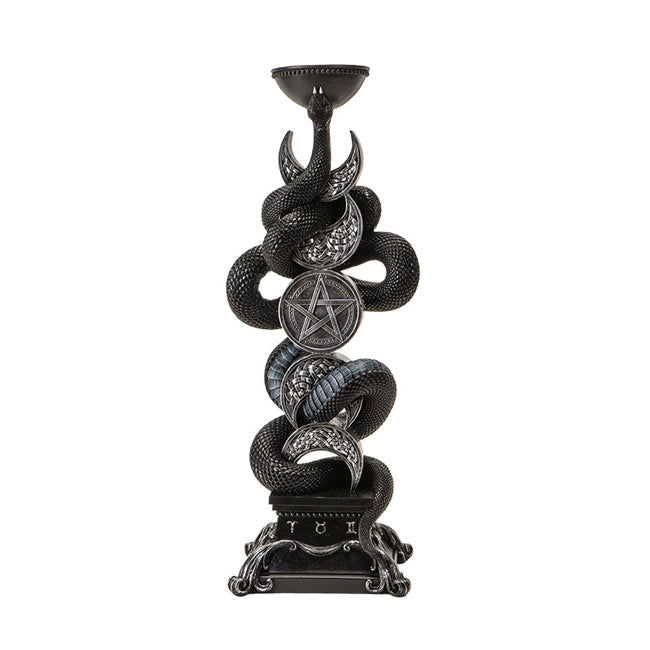 Dark Light of Hecate Triple Moon & Serpent Candle Holder | Pagan Altar Decor for Witchcraft and Magick