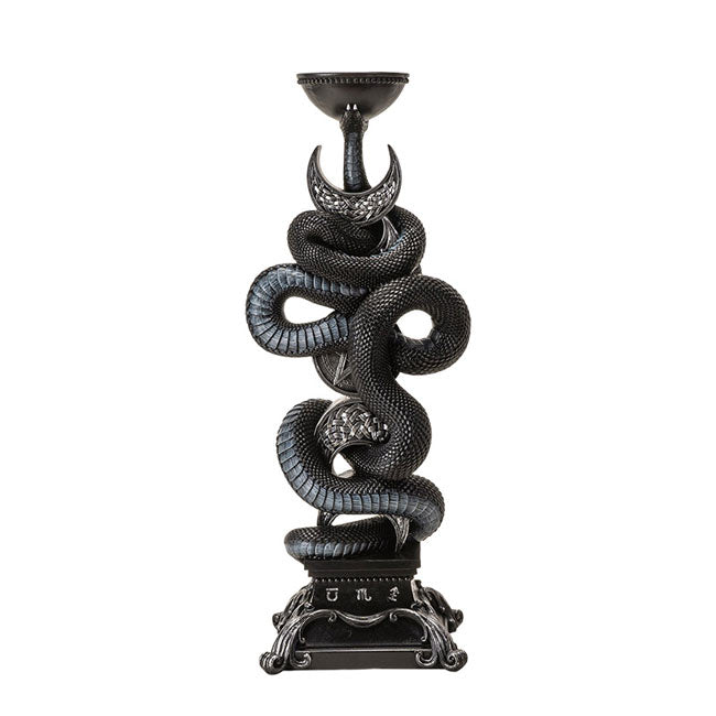 Dark Light of Hecate Triple Moon & Serpent Candle Holder | Pagan Altar Decor for Witchcraft and Magick