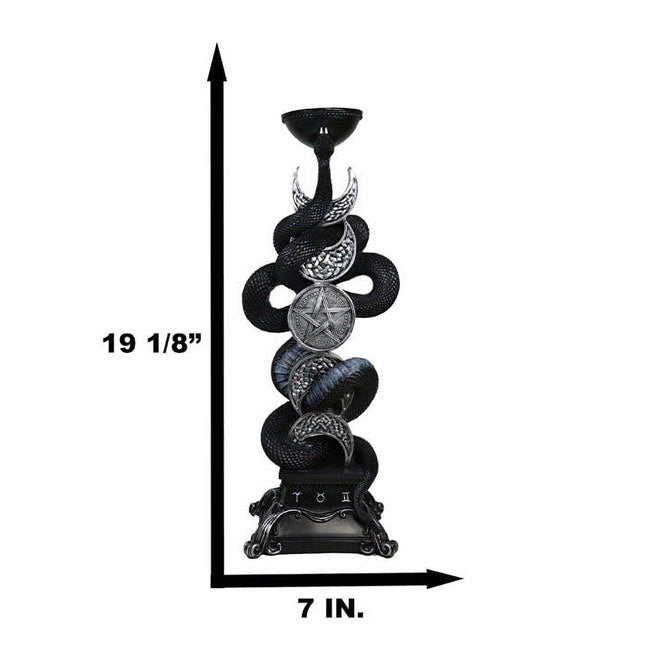 Dark Light of Hecate Triple Moon & Serpent Candle Holder | Pagan Altar Decor for Witchcraft and Magick
