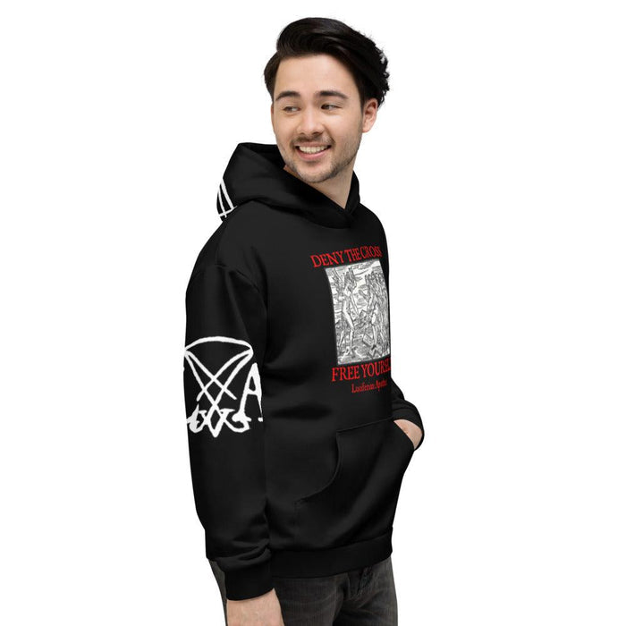 Deny the Cross - Free Yourself Satanic Unisex Hoodie - The Luciferian Apotheca