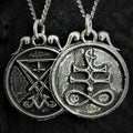Double sided sigil of Lucifer and Satanic cross, Leviathan & Sulfur Cross Pendant - The Luciferian Apotheca