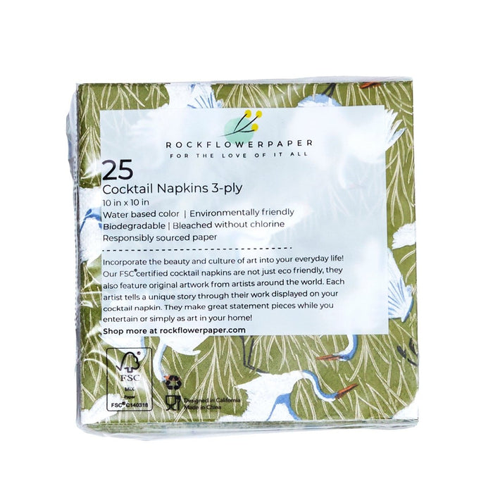 Egret & Reed Paper Cocktail Napkins (Pack of 25) Paper Cocktail Napkin - Rockflowerpaper